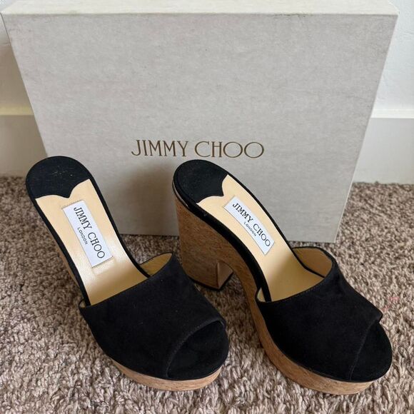 NIB AUTHENTIC Jimmy Choo Deedee 125 Suede Platform Sandal. Size 37 - Picture 2 of 8
